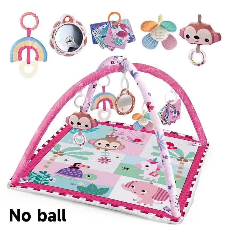 Baby Play Gym Activity Mat with Toy Bar — Tummy Time & Crawling Playmat for Newborns to 18 Months, 31.5 x 31.5 x 19.7 in (80 x 80 x 50 cm)