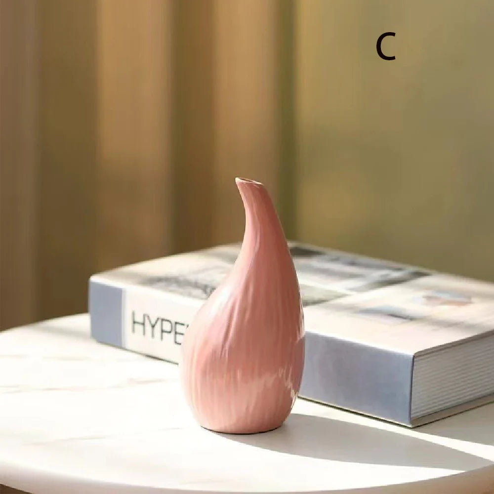 Simple Ceramic Porcelain Vase for Hydroponic Plants — Minimalist Small Vase for Living Room & Dining Table Decor