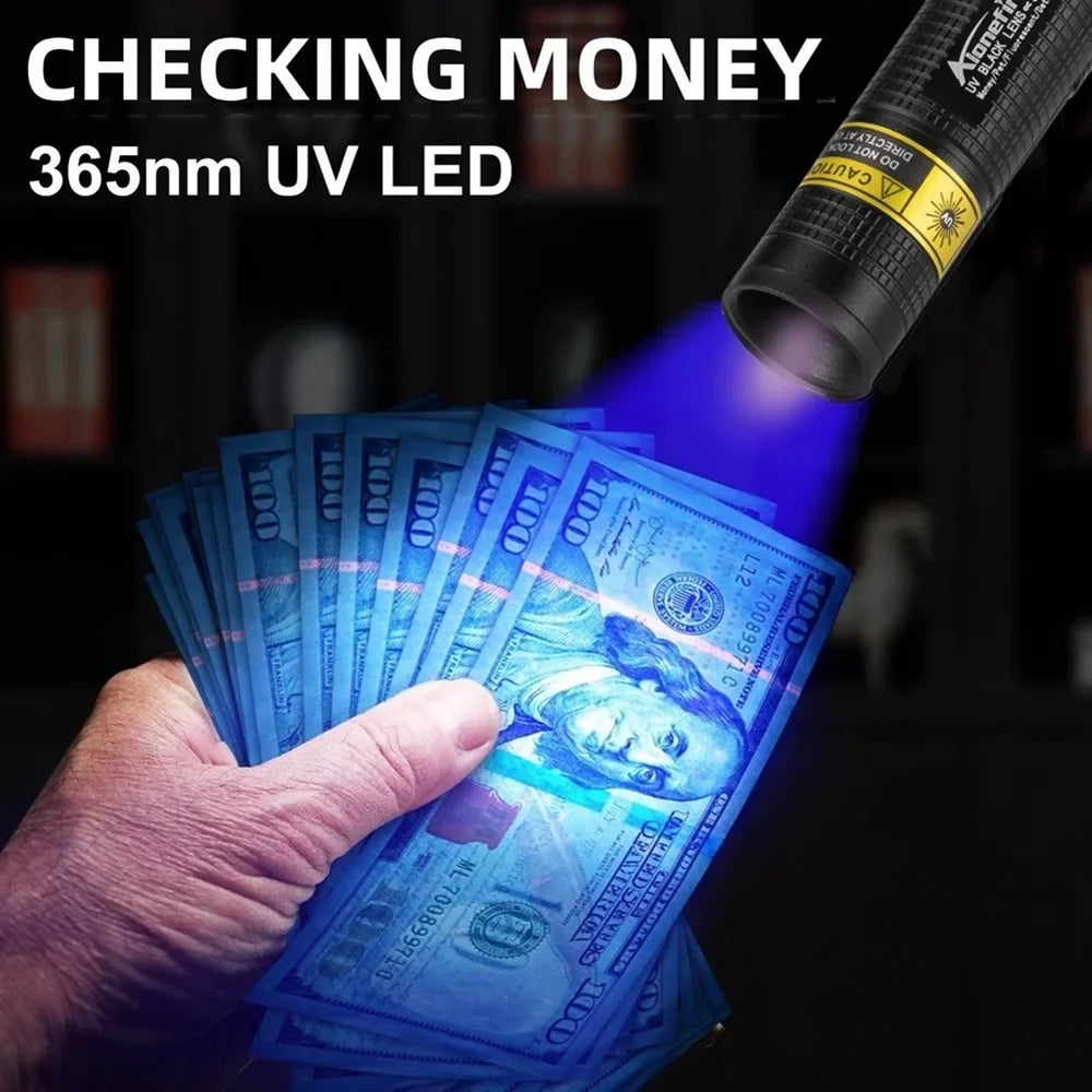 365nm Mini UV LED Blacklight Flashlight USB Rechargeable 3W – Portable UV Lamp for Nail Curing, Pet Stain & Scorpion Detection