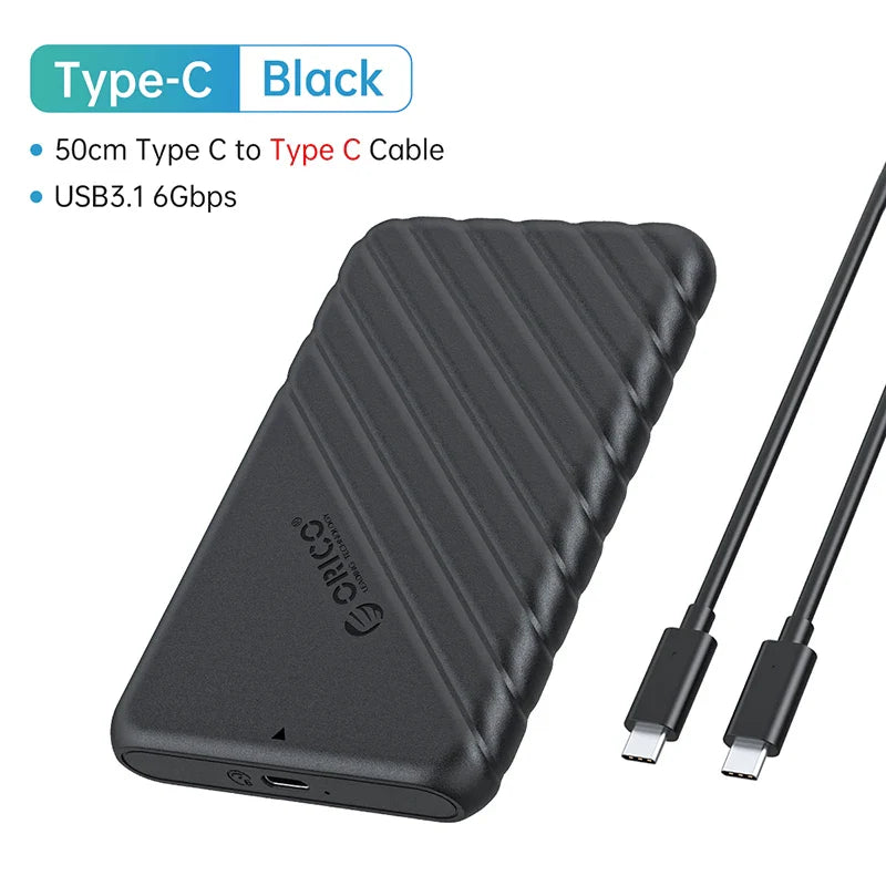 2.5-Inch SATA to USB 3.0 and Type-C External HDD Enclosure — Fits 7-9.5mm SSD/HDD, Up to 6TB, 5Gbps/6Gbps