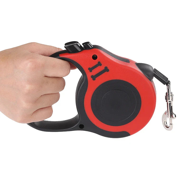Retractable Dog Leash 3m/5m (9.8ft/16.4ft) Nylon Rope with Quick-Release ABS Case and Paw Print Keychain