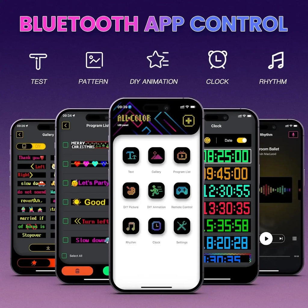 RGB LED Matrix Panel for Car & Truck — Programmable Bluetooth App-Controlled Scrolling Display (16x32, 16x64, 20x64, 16x96)