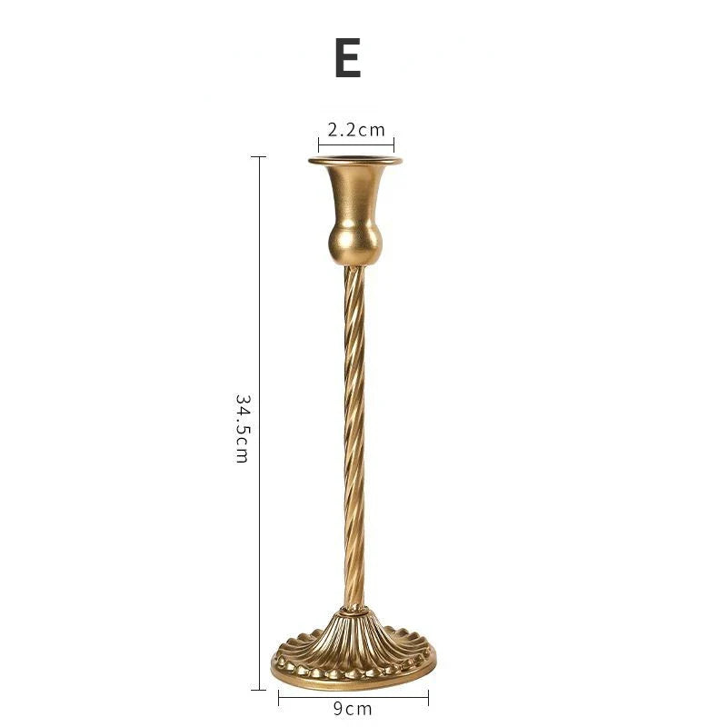 3-Piece Brass Gold Candlestick Holder Set 5.9/7.3/9.3 in (15/18.5/23.5 cm) Taper Candle Stands for Wedding & Home Decor
