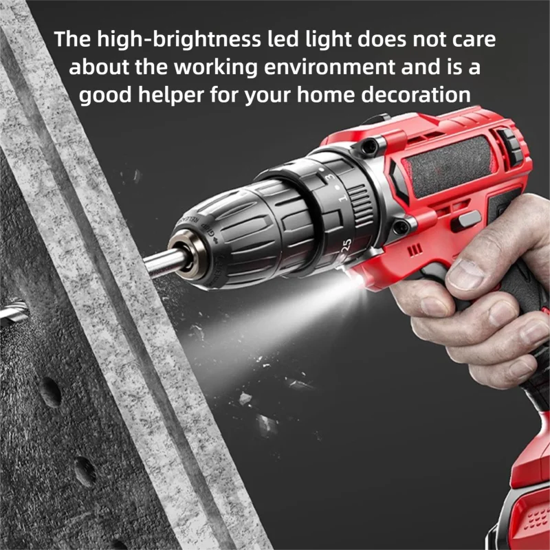 21V Cordless Brushless Impact Drill & 2-in-1 Rechargeable Electric Screwdriver — Dual-Speed Power Tool Kit with LED Light