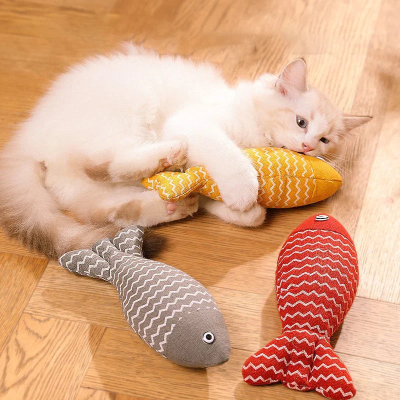 Interactive Fish Cat Toy with Catnip – Plush Kicker Pillow for Indoor Cats, 7.9 in (20 cm)
