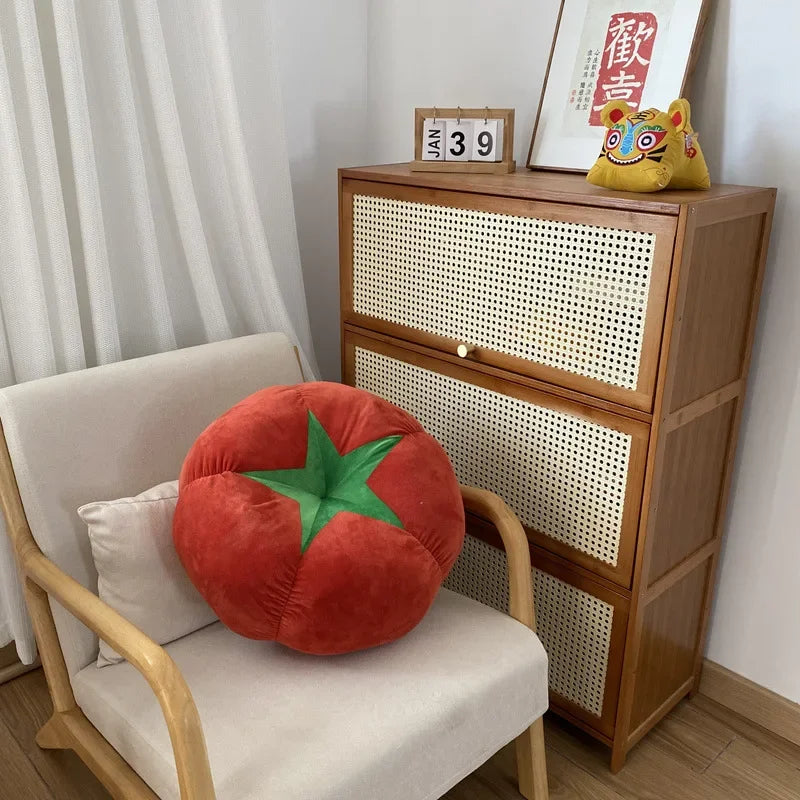 Thick Round Memory Seat Cushion - Tomato Persimmon Mushroom Shaped Decorative Pillow for Window Seat & Bedroom
