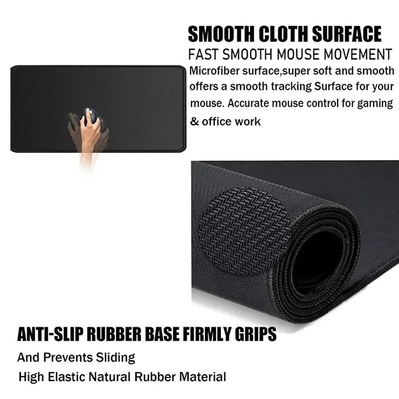 Japanese Clouds Kawaii Black XXL Gaming Mouse Pad - Large Non-Slip Rubber Desk Mat for Laptop & PC