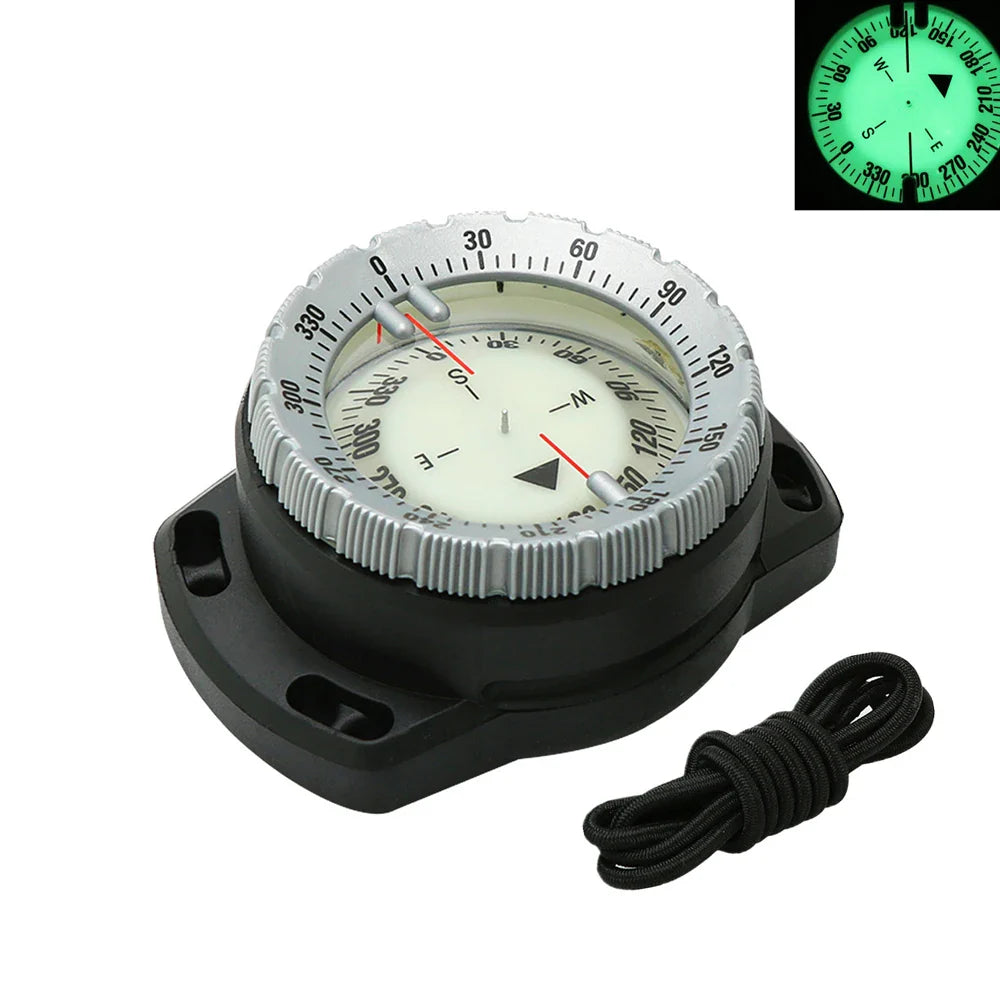 50M Luminous Dive Wrist Compass Waterproof Underwater Navigation with Elastic Cord