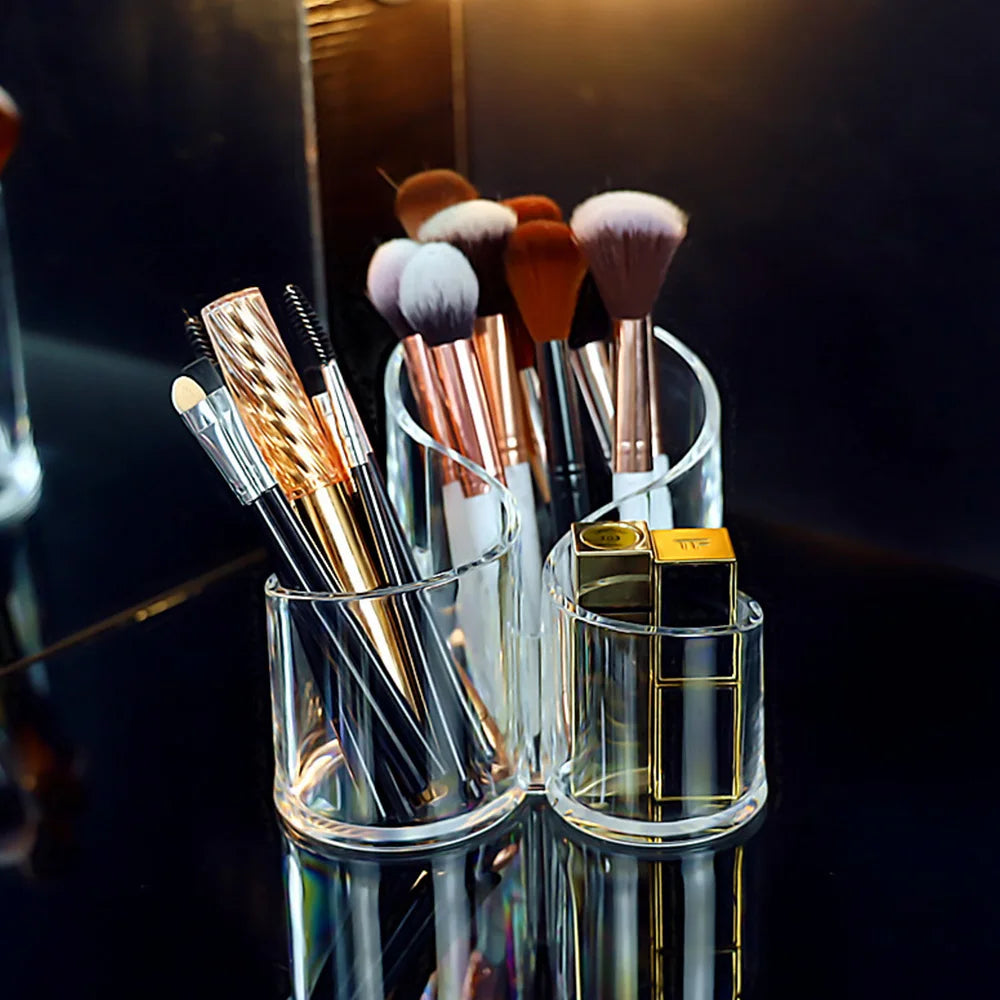 Clear Acrylic Makeup Brush Organizer – Transparent Cosmetic Holder for Lipstick, Brushes & Makeup Tools