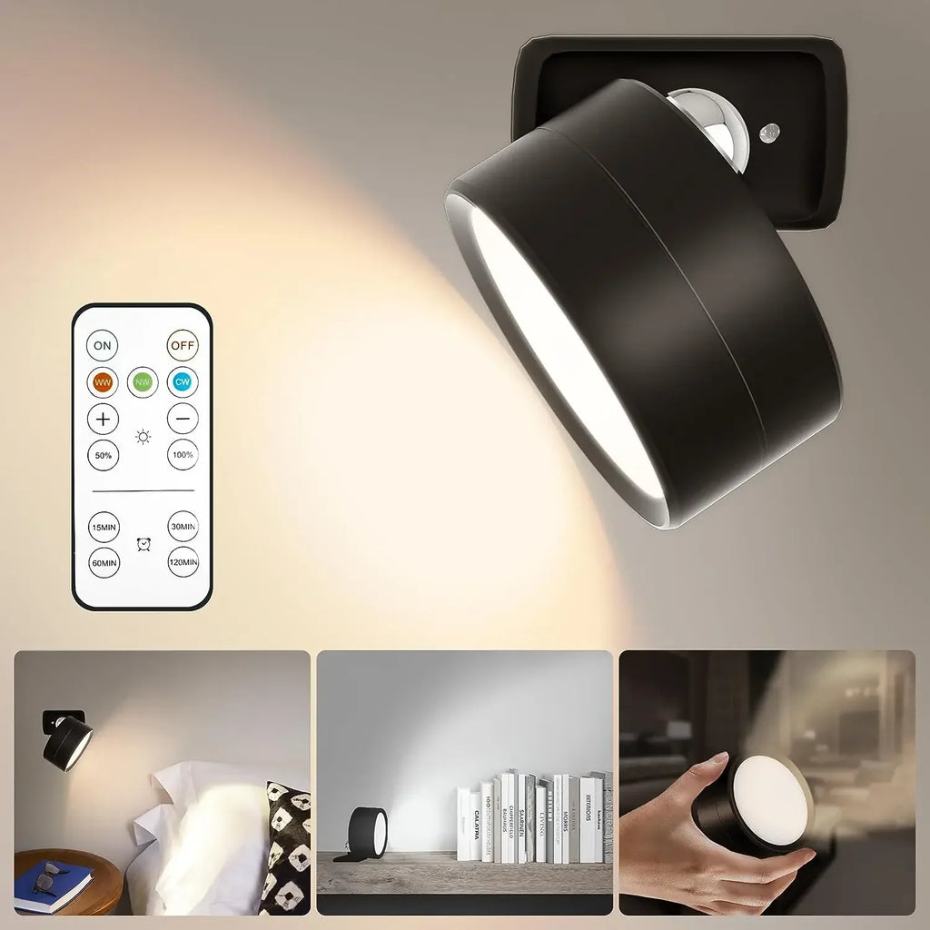 Rechargeable LED Magnetic Picture Light Dimmable 360° Rotating Touch Remote Wall Cabinet Night Lamp
