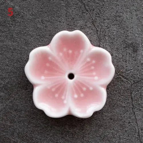 Cherry Blossom Ceramic Incense Burner Sakura Incense Stick Holder Aromatherapy Censer Home & Office Decor