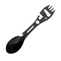 Lightweight Pocket Multifunctional Camping Utensil Stainless Steel Fork & Spoon with Bottle Opener and Wrench
