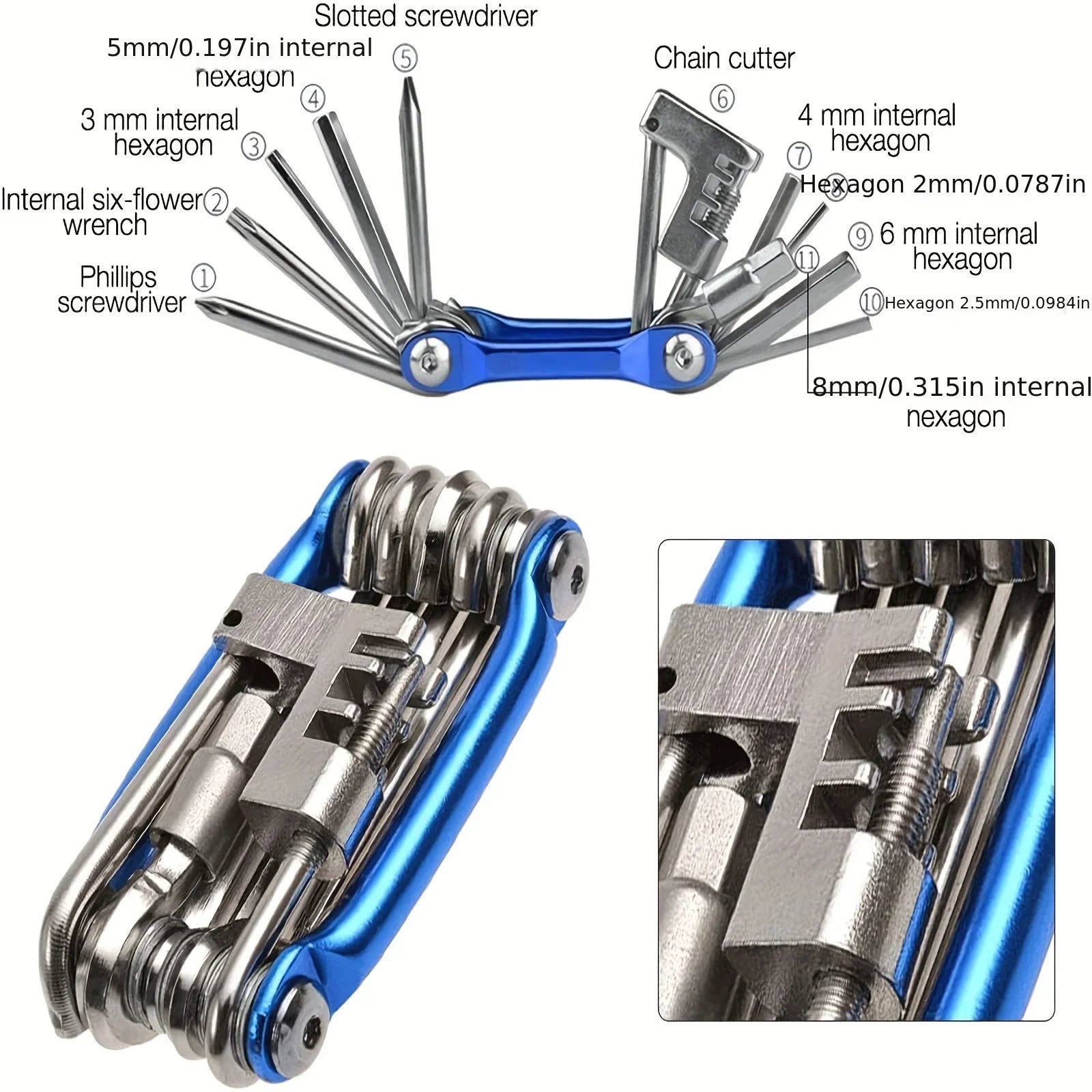 11-in-1 Portable Bicycle Multi-Tool Kit for Bike Repair & Cycling