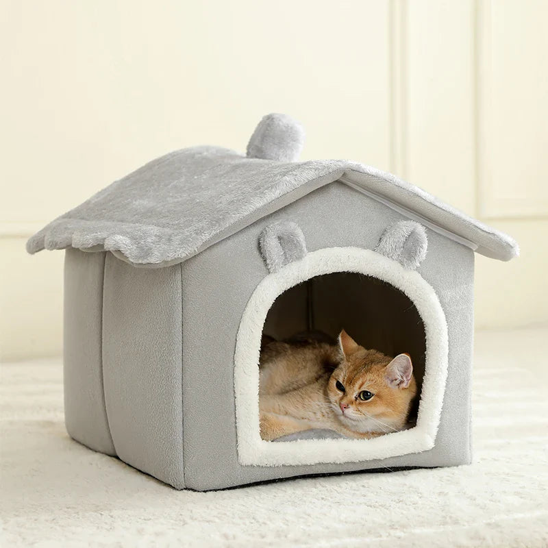 Foldable Removable Washable Pet House - Cozy Cave Bed for Extra Small Dogs, Small to Medium Cats