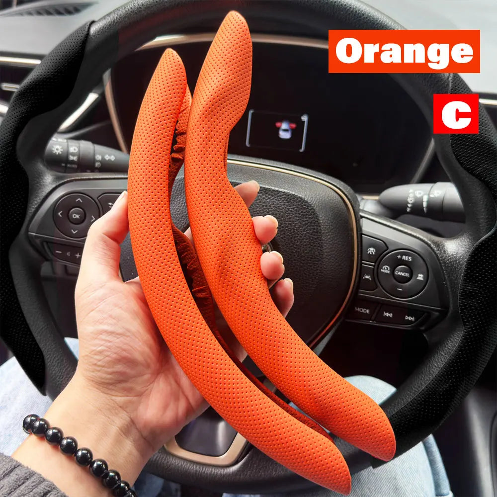 2-Pack Carbon Fiber Silicone Steering Wheel Covers 38 cm (15 in) Anti-Slip Universal Car Interior