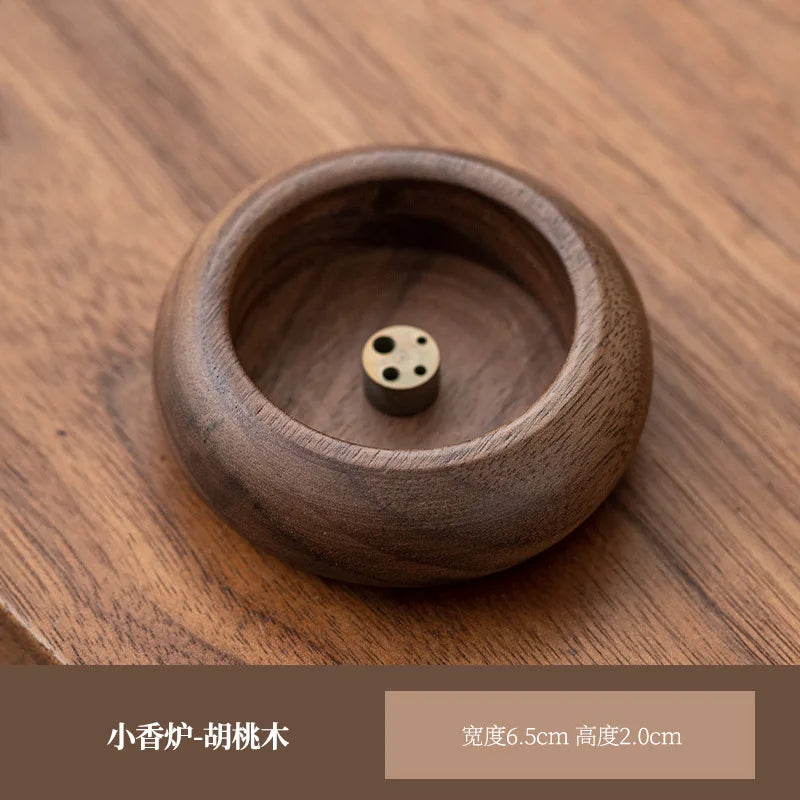 Rosewood Mini Incense Holder Bowl, 4-Hole Wooden Stick Incense Burner for Home Decor & Aromatherapy