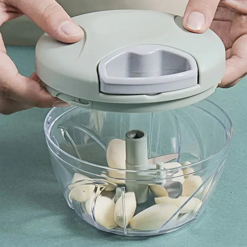 Manual Garlic and Food Chopper 500ml (17 fl oz) / 900ml (30 fl oz) — Hand Vegetable Cutter & Meat Grinder