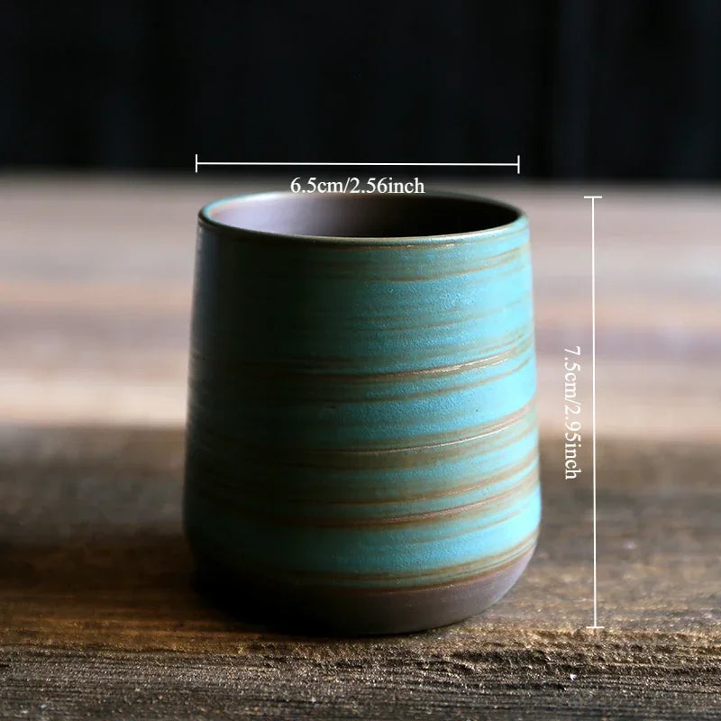 Hand-Painted Crackle Glaze Stoneware Mug, Vintage Ceramic Coffee & Tea Cup, Dishwasher Safe Gift