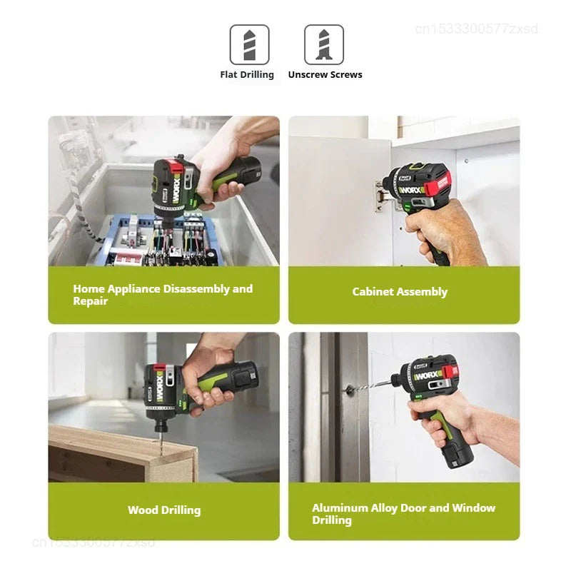 Cordless Brushless Impact Driver Drill Rechargeable High-Torque Screwdriver with Metal Chuck