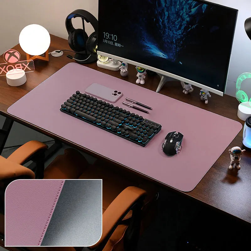 Large PU Leather Desk Pad Non-Slip Stitched Edge Office Mouse Pad and Desk Blotter