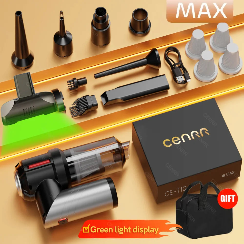 Mini Cordless Handheld Car Vacuum Cleaner & Blower - 998000PA Strong Suction, USB-C Rechargeable, Portable