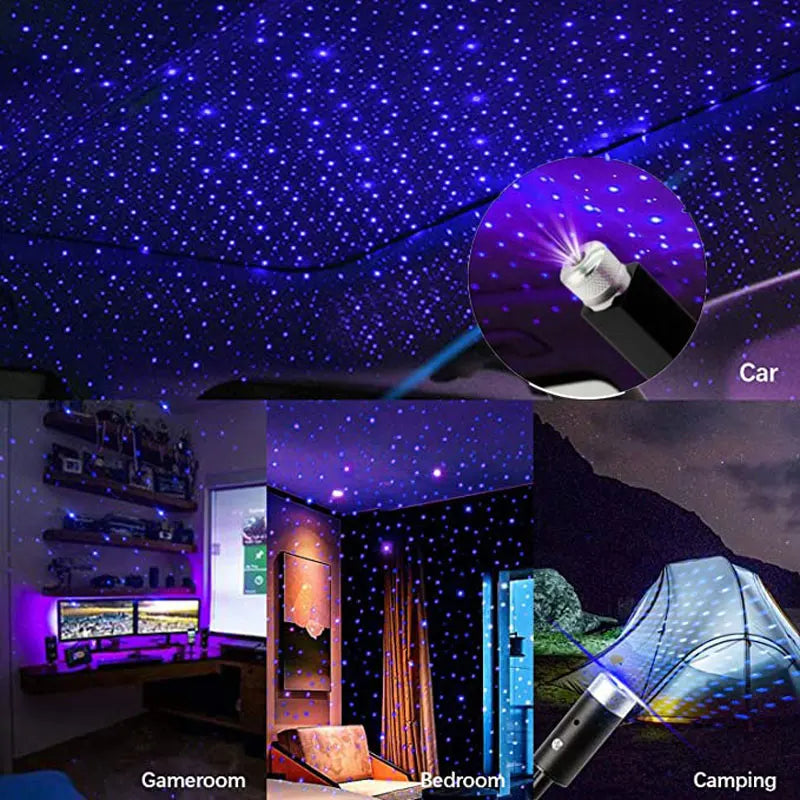 Adjustable LED Car Star Projector Roof Light - USB Romantic Galaxy Atmosphere Night Lamp