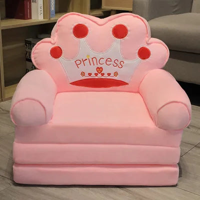 Foldable Kids Cartoon Sofa Bed — Plush Toddler & Baby Seat, Princess Nap Cushion
