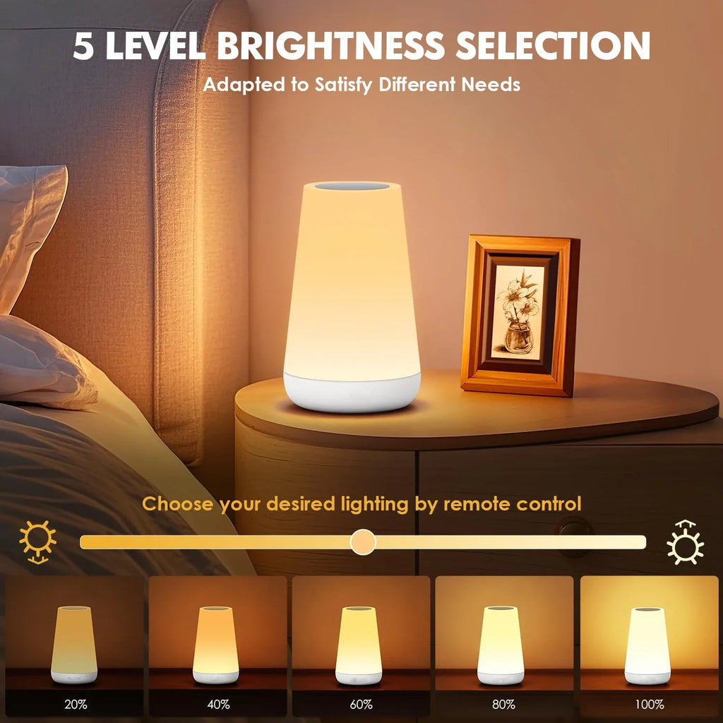 LED 13-Color RGB Rechargeable Night Light Remote & Touch Control USB Dimmable Portable Bedside Table Lamp
