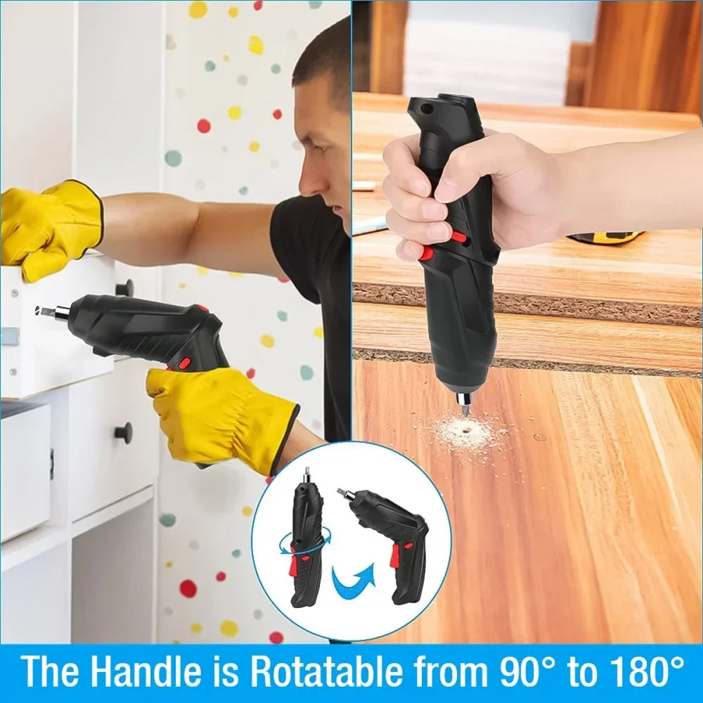 47-Piece 3.6V Cordless Electric Screwdriver Set — 1800mAh Rechargeable USB Portable Home Repair Kit