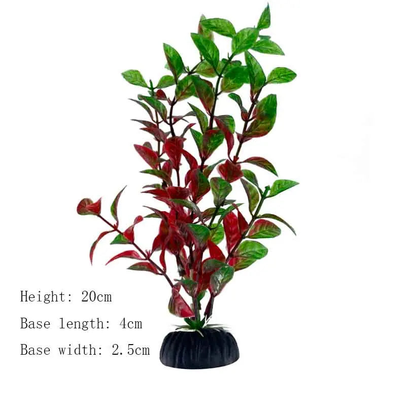 Artificial Aquarium Plants – Plastic Underwater Green Shrubs with Resin Base, Fish Tank Decoration