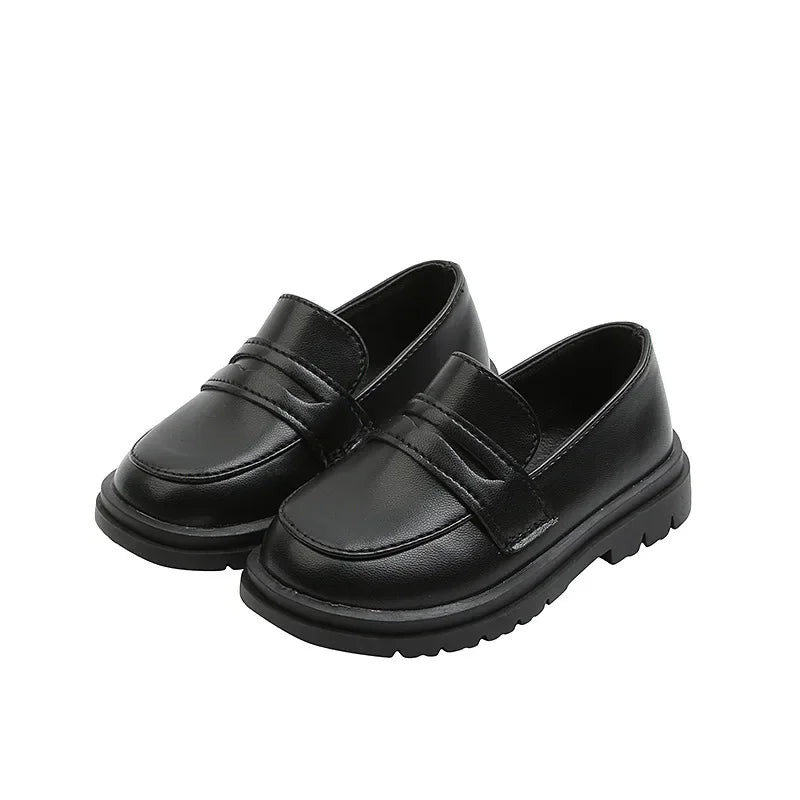 Kids PU Leather Loafers Slip-On School Flats for Boys & Girls - Casual Dress Shoes EU 21-36