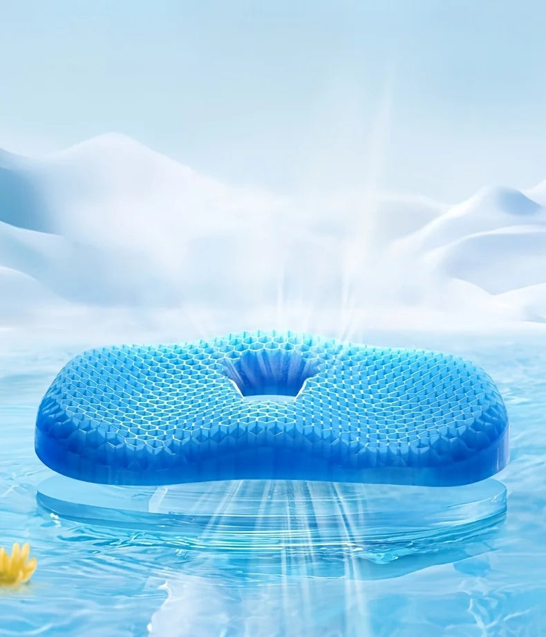 U-Shaped Gel Seat Cushion – Ergonomic Cooling Gel & Latex Foam Coccyx Cushion for Office, Car & Home