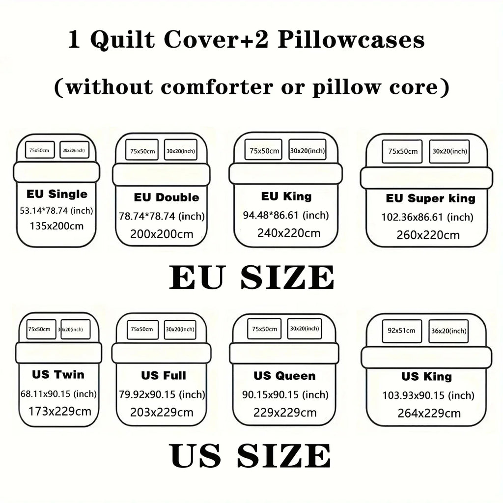 Butterfly Print 3-Piece Bedding Set — 1 Duvet Cover + 2 Pillowcases, Soft Polyester, Multiple Sizes (Twin/Full/Queen/King)