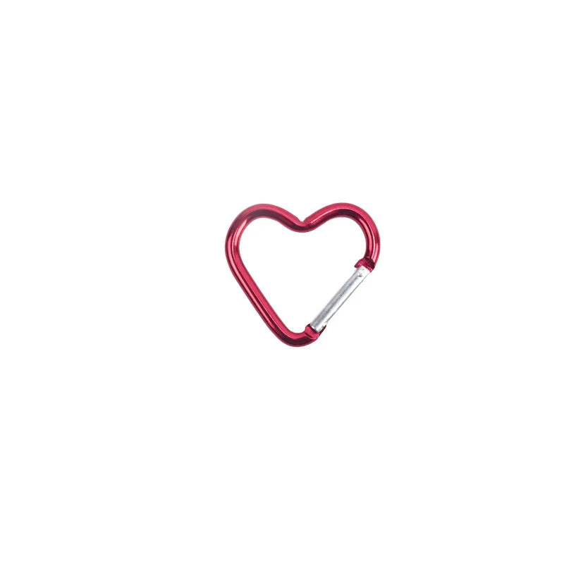 Heart-Shaped Aluminum Carabiner Keychain Clip for Keys, Water Bottles & Bags - Travel Hanging Hook