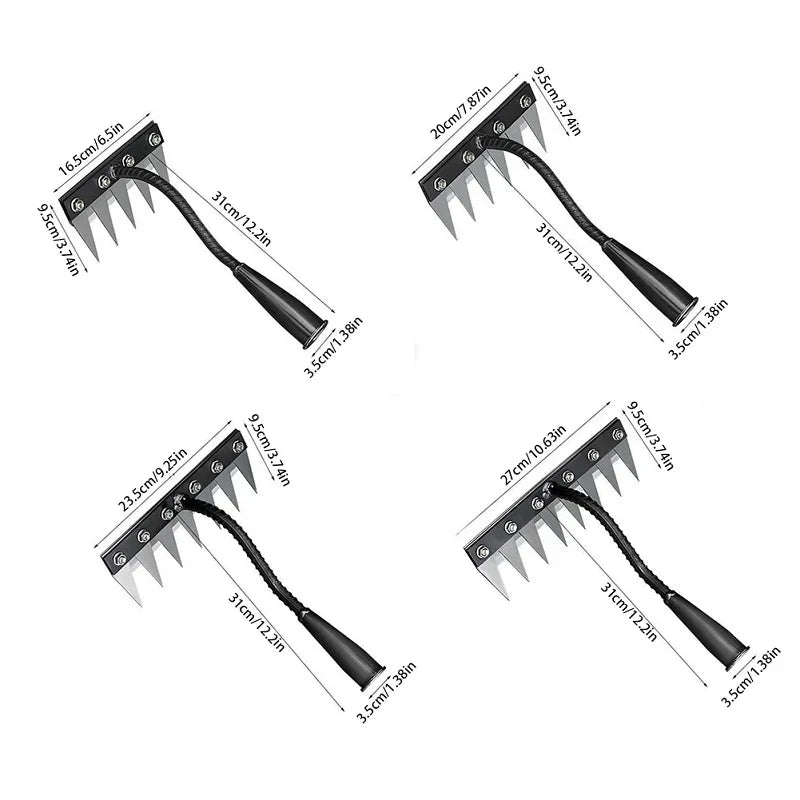 Carbon Steel Garden Hand Rake - 5/6/7/8-Tine Weeding Hoe (1-Pack)