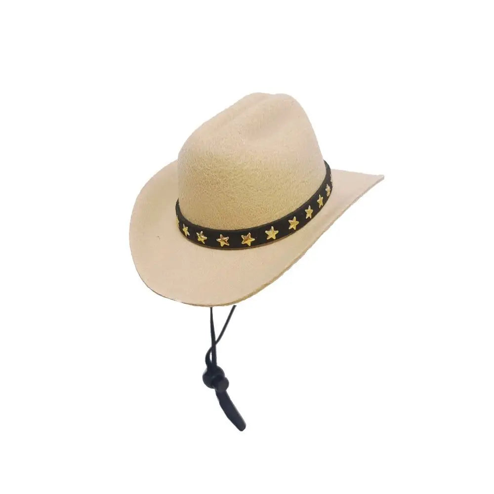 Adjustable Pet Cowboy Hat for Small Dogs & Cats – Funny Western Headwear, Summer Costume Accessory (5.3×4.3×2.4 in / 13.5×11×6 cm)