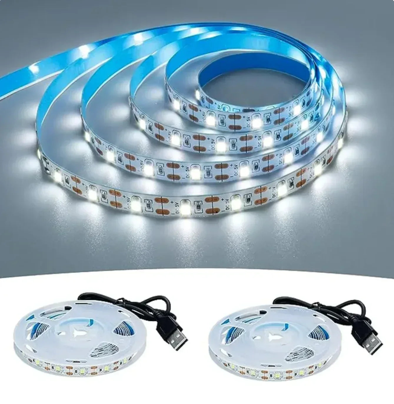 5V USB LED Strip Light 2835/SMD Warm & Cool White TV Backlight Home Decor 1-5m (3.3-16.4ft)