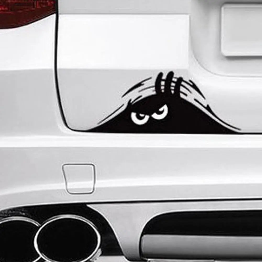 Peeping Eye Car Door Sticker Reflective Carbon Fiber Look Decal 190 x 77mm (7.48 x 3.03 in) Red Eyes