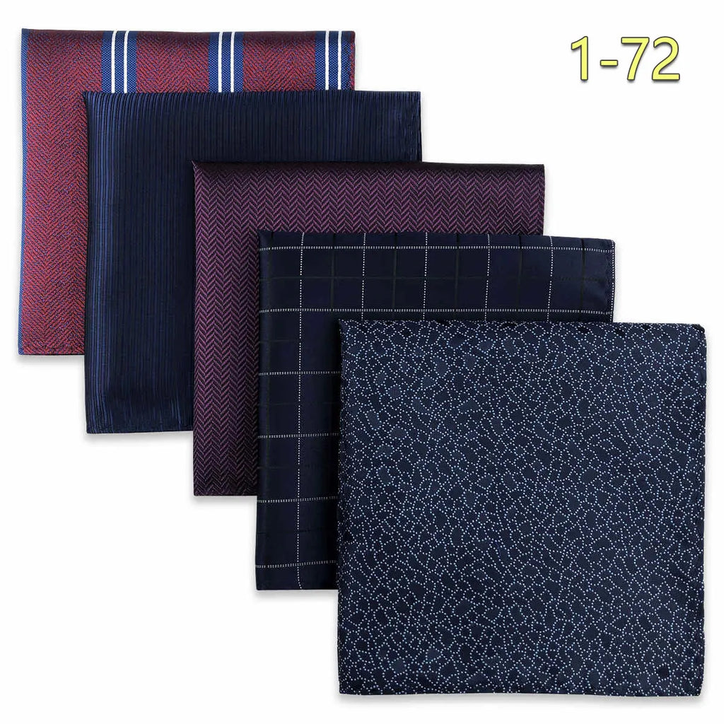 5-Pack Men's Microfiber Pocket Squares 12.6 in (32 cm) - Jacquard Woven Wedding & Formal Handkerchiefs, Assorted Patterns