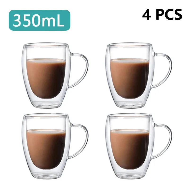 Double Wall Borosilicate Glass Mug - Heat-Resistant Insulated Tumbler for Coffee, Tea, Whiskey, Beer & Cocktails - Gift