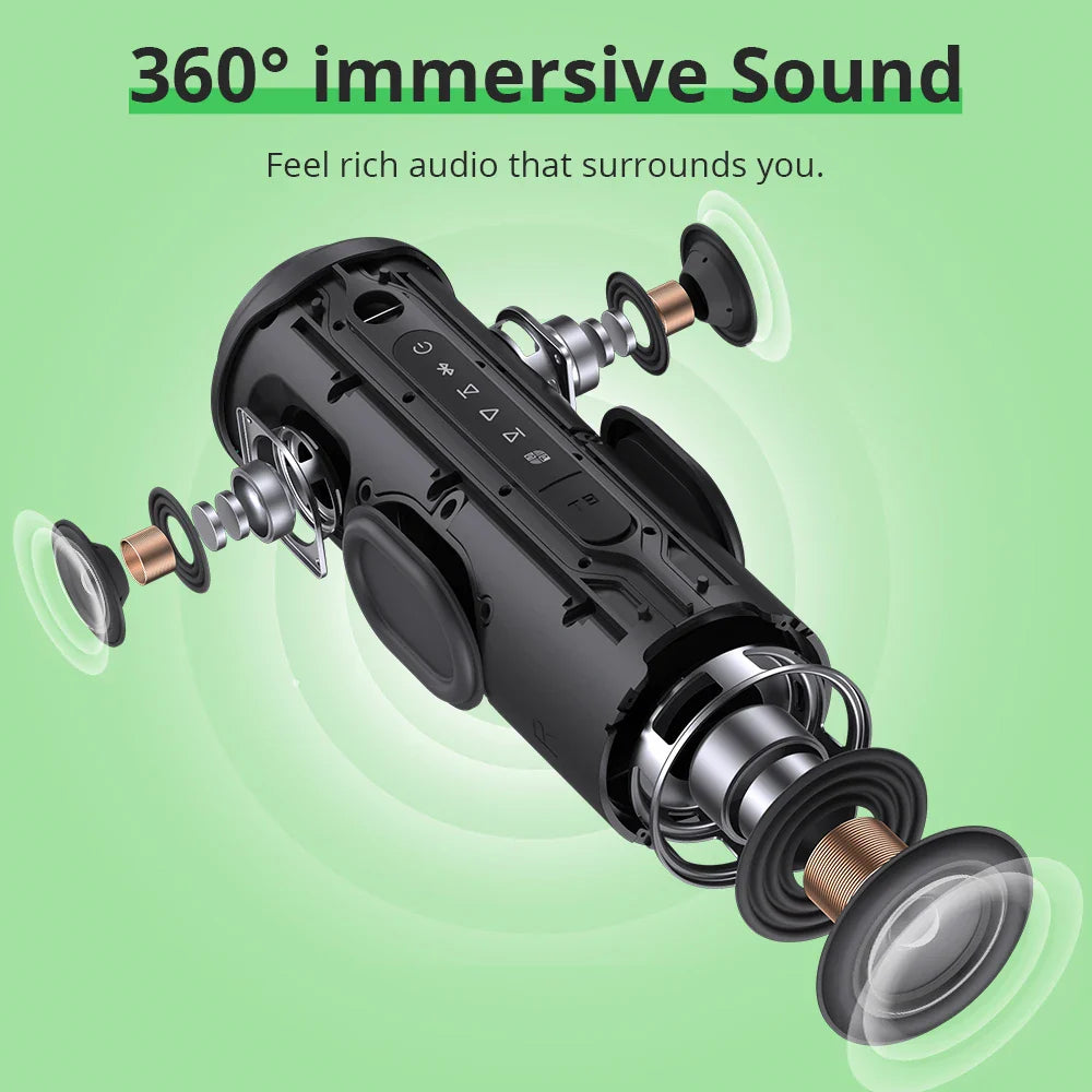 40W Portable Bluetooth Speaker — 2.1-Channel, IPX7 Waterproof, 18H Playtime, App EQ & TWS for Camping