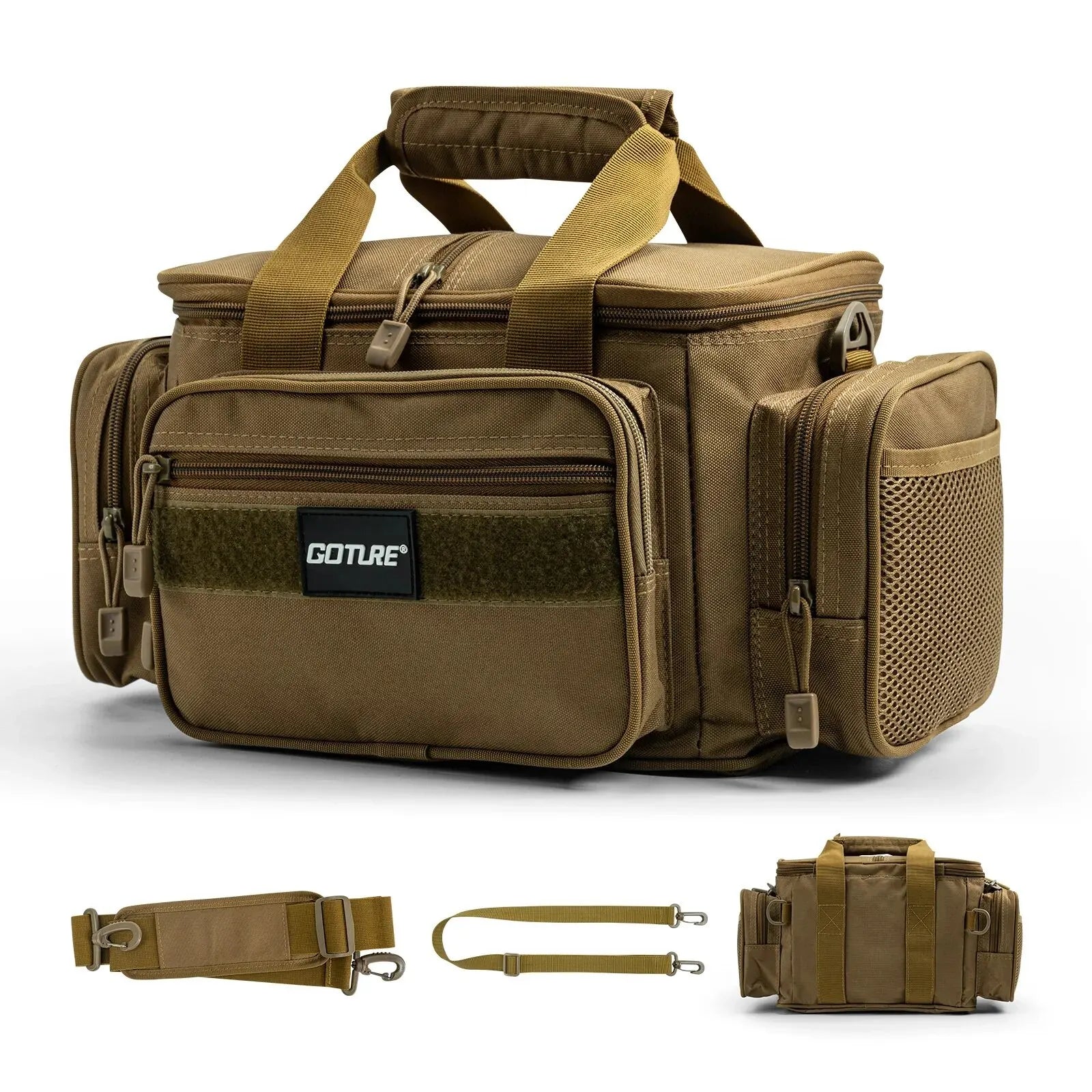Fishing Tackle Bag 14.96 x 9.05 x 7.48 in (38 x 23 x 19 cm) High-Capacity 600D Oxford Shoulder Backpack for Fishing, Camping & Cycling
