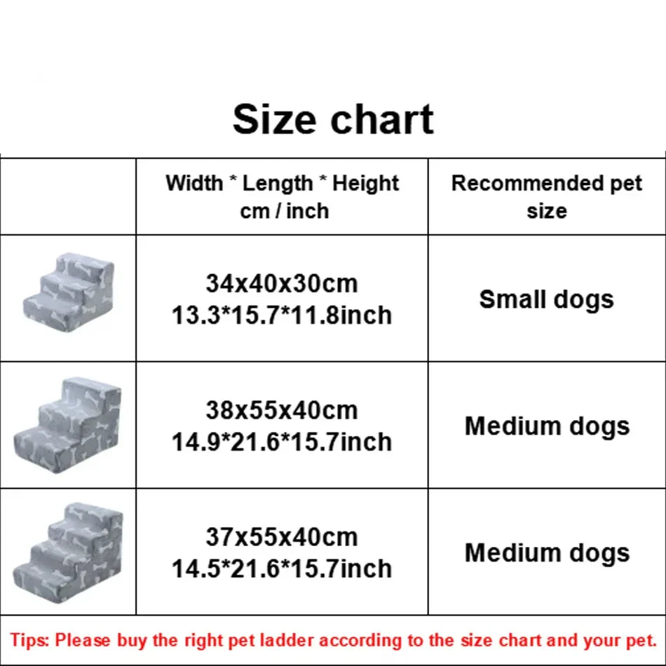 Bone-Shaped Pet Stairs Ramp for Dogs & Cats — 3 or 4-Step Sofa & Bed Ramp for Elderly and Joint-Sensitive Pets