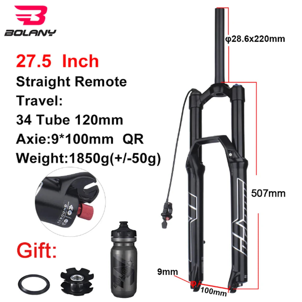 MTB Air Suspension Fork 27.5/29 Inch — 120/140 mm Travel, 34 mm Magnesium Alloy Straight Steerer