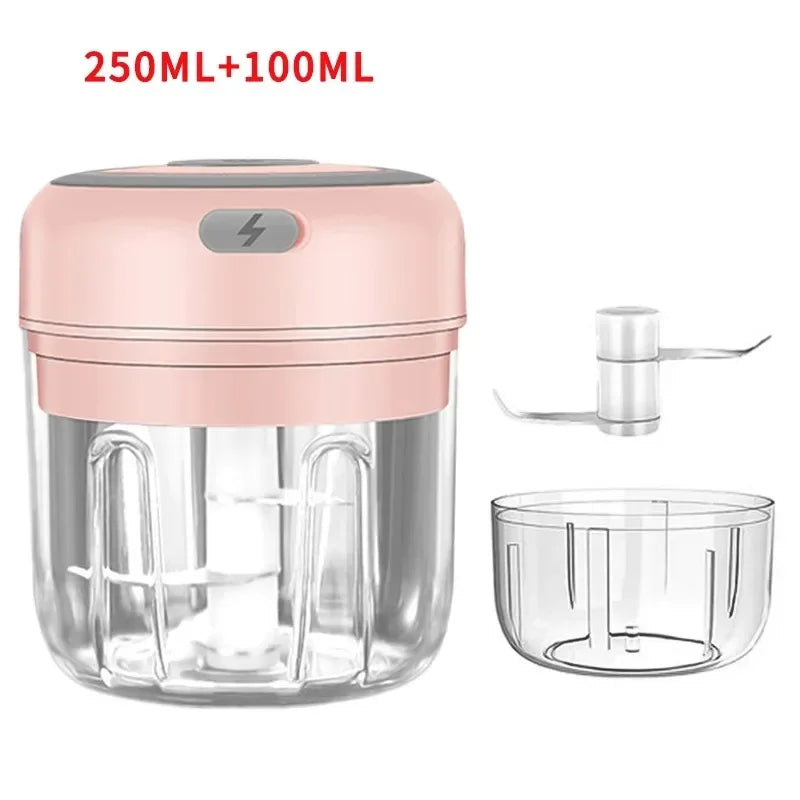 USB Rechargeable Electric Garlic Chopper & Crusher, Mini Portable Food Chopper 250/100 ml (8.5/3.4 fl oz)