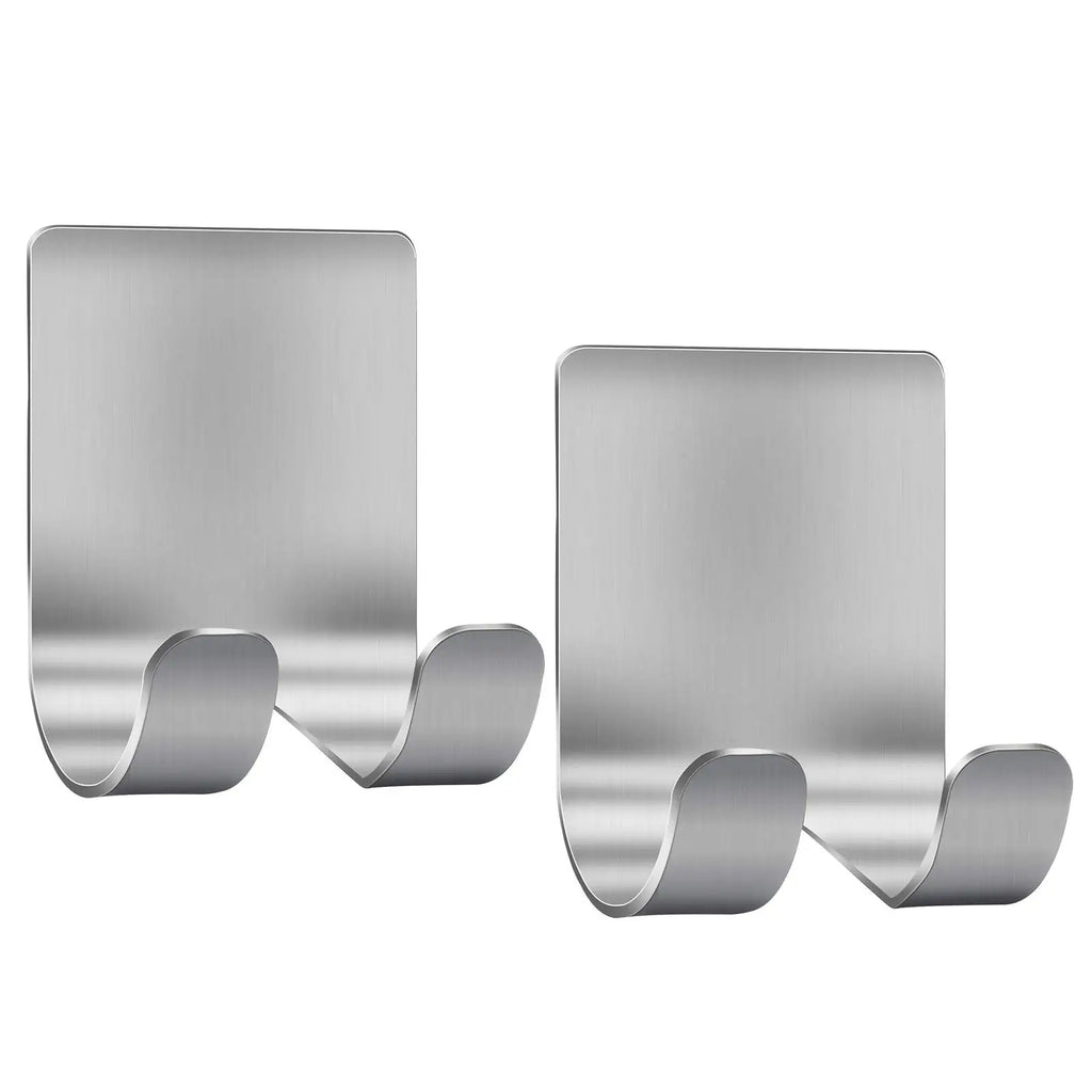 2-Pack 304 Stainless Steel Razor Holder Adhesive Wall-Mount Shaving Stand Bathroom Hook Organizer