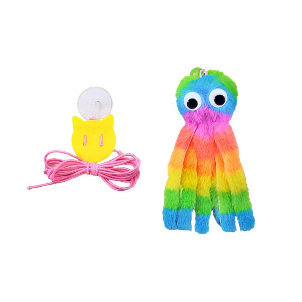 Interactive Sound Octopus Cat Toy Mint Plush with 1.5 ft (45 cm) Adjustable Elastic Rope