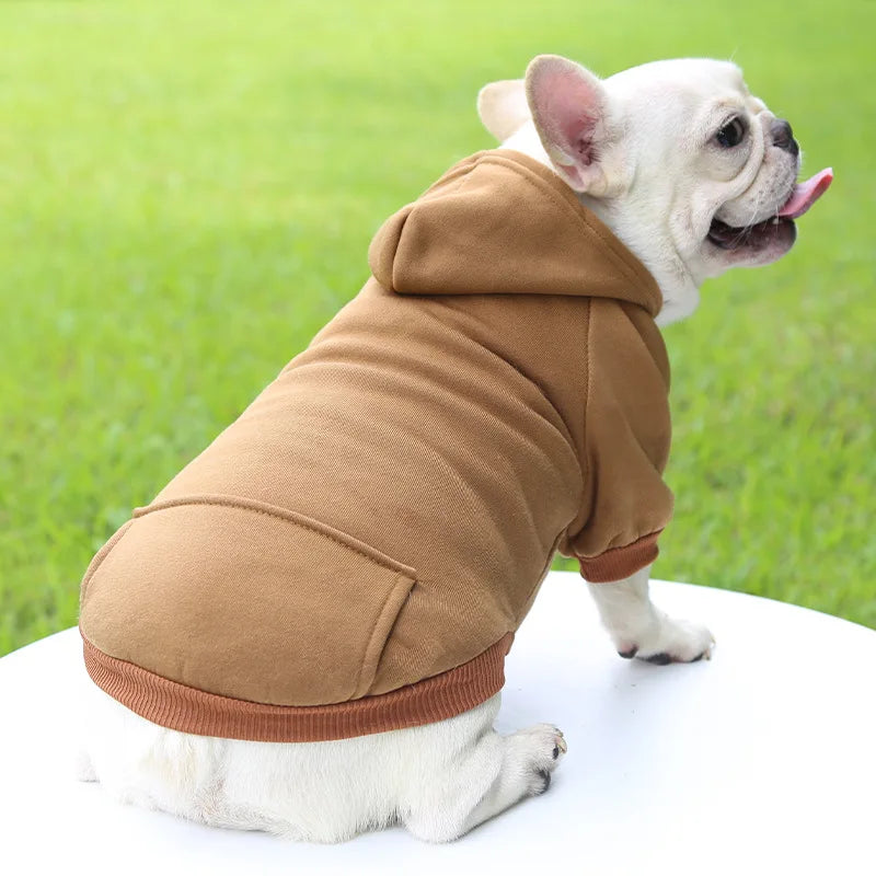 Winter Hoodie Pet Coat for Dogs & Cats, Soft Polyester Puppy Jacket with Hood and Pocket, Fits Small to Large Breeds (Chihuahua, French Bulldog)