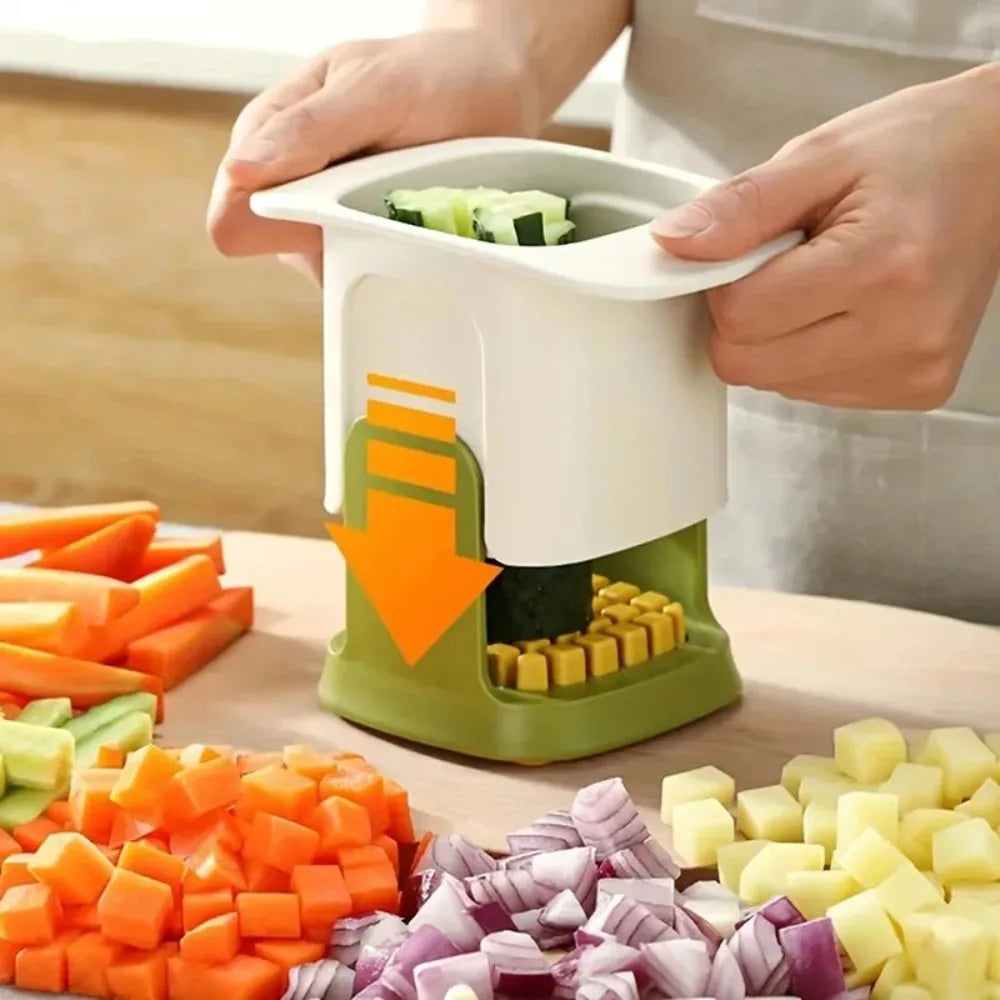 Multifunctional Vegetable Slicer and Dicer Manual Hand-Press Cutter with Stainless Steel Blades