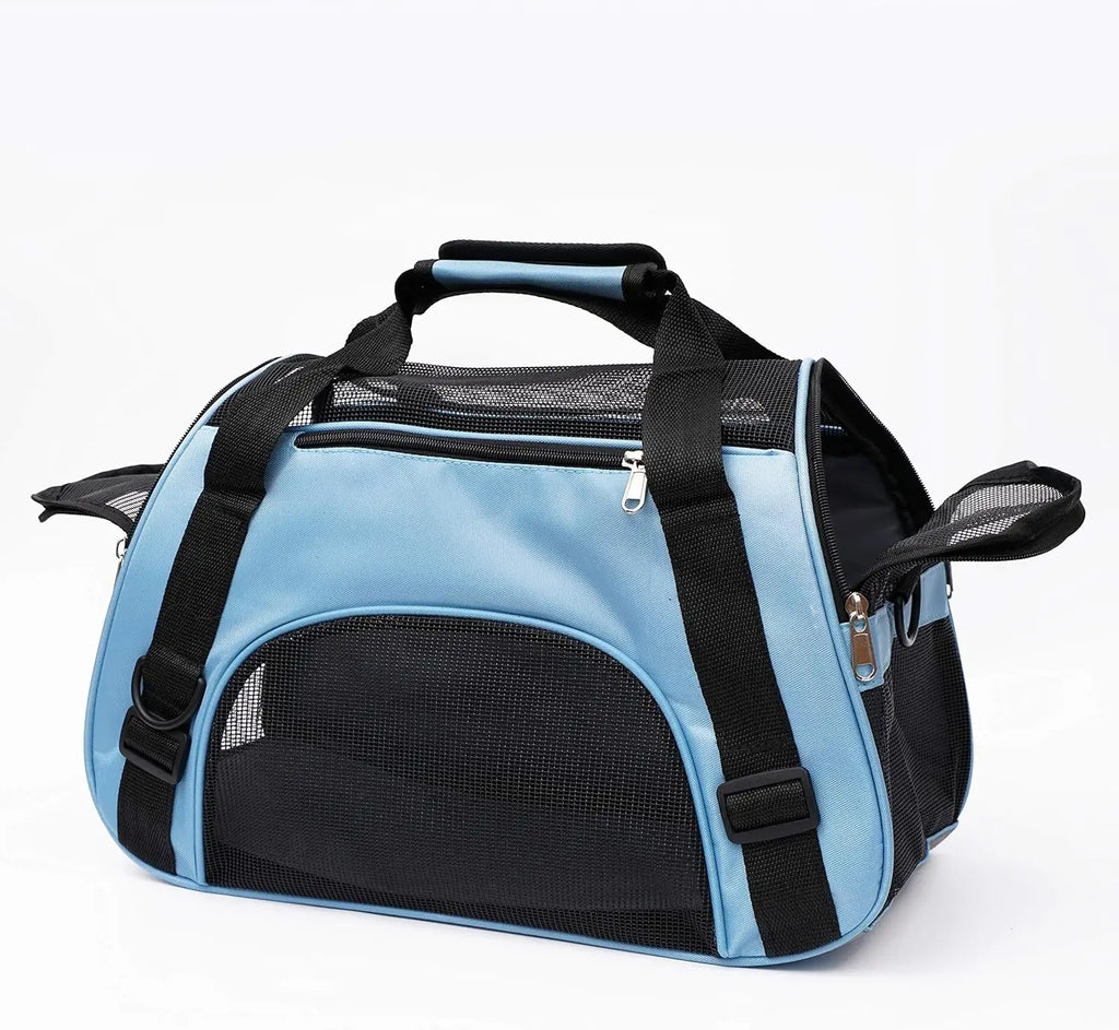 Small Portable Pet Carrier Bag - Breathable Mesh Soft-Sided Dog & Cat Travel Carrier with Adjustable Shoulder Strap, 16 x 7.5 x 9.5 in (40.6 x 19 x 24.1 cm), Holds up to 6.6 lb (3 kg)
